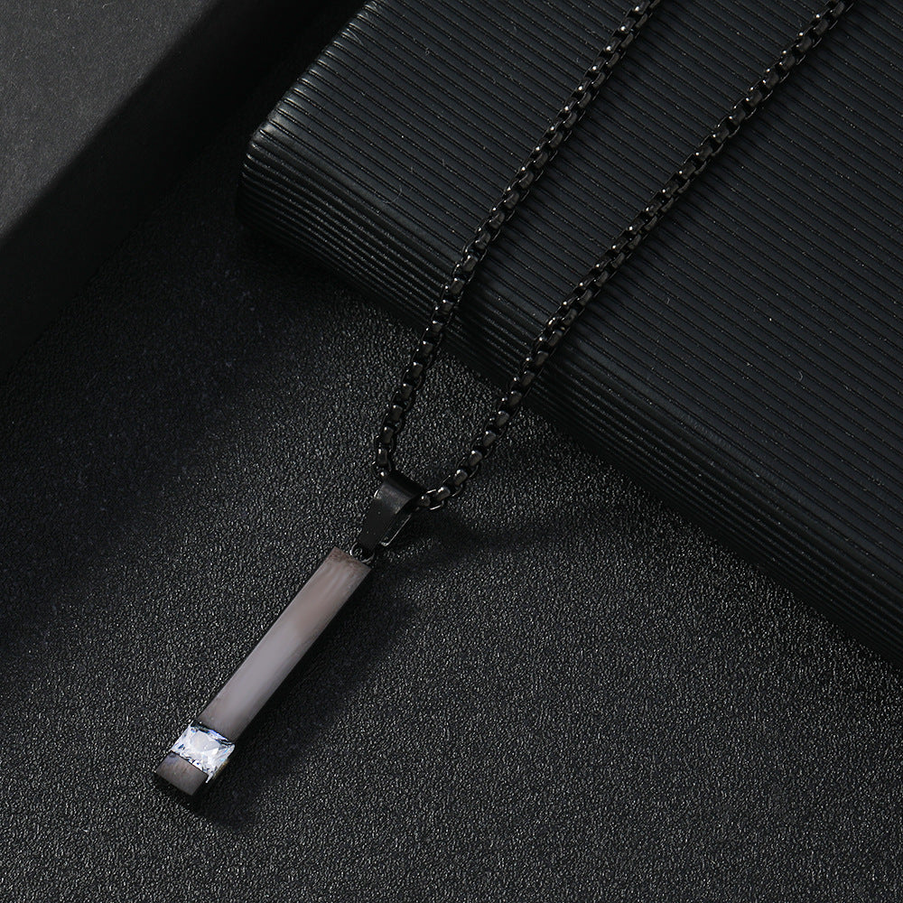 Stainless Steel Zircon Necklace Cold Square Diamond