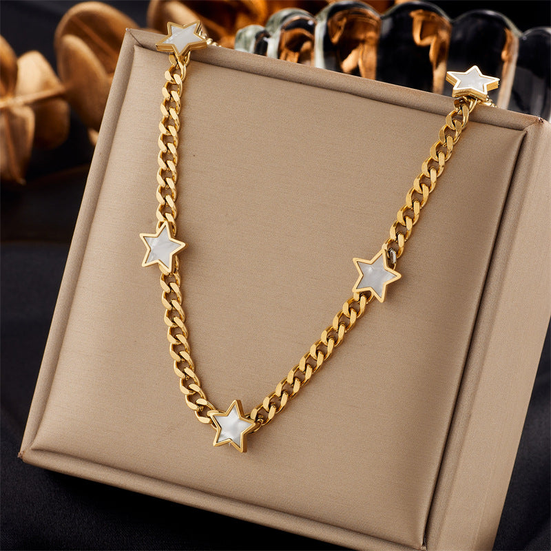 "Fashion Minority Design Temperament Wild Five-Pointed Star Pendant Necklace for Women"