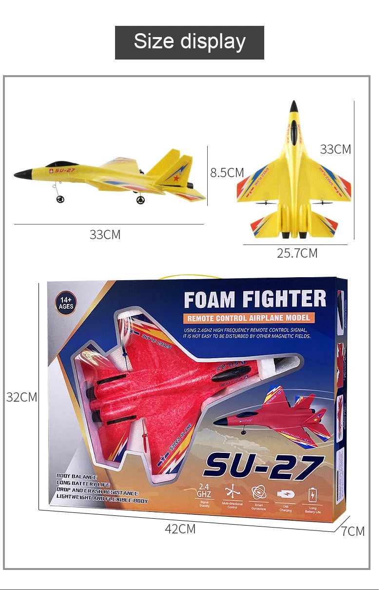 "RC Foam Aircraft SU-35 Plane – 2.4G Remote Control Glider for Kids"