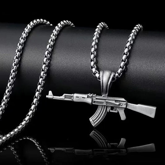 Fashion Domineering Ak-47 Submachine Gun Pendant Necklace Personalized Hip-Hop Rock Punk Jewelry