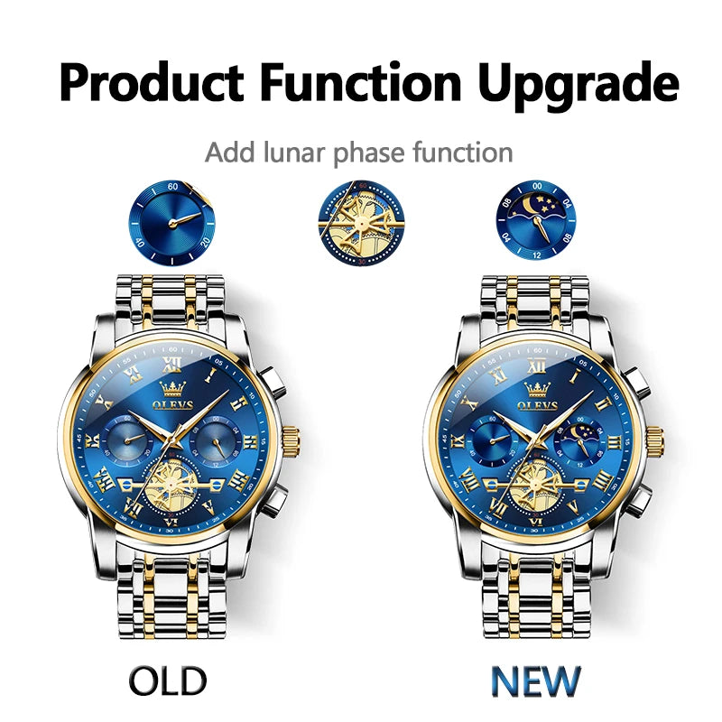 OLEVS Top Brand Men's Watches Classic Roman Scale Dial Luxury Wrist Watch for Man Original Quartz Waterproof Luminous Male reloj