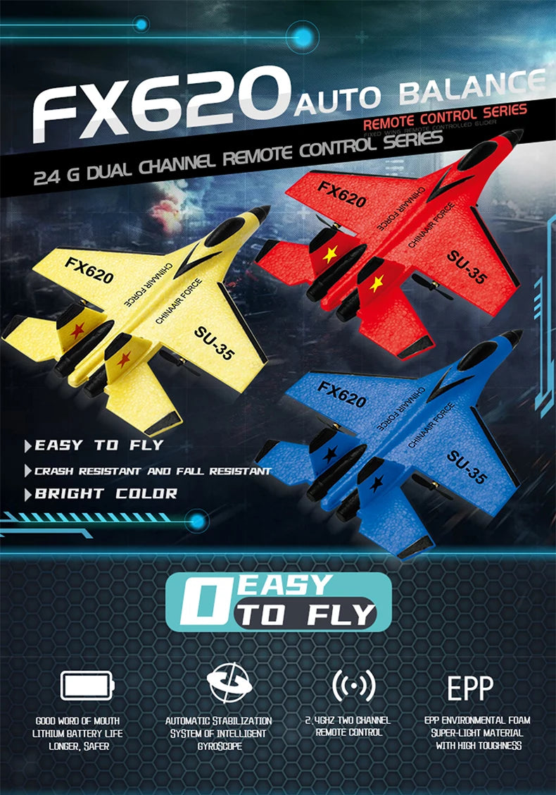 "RC Foam Aircraft SU-35 Plane – 2.4G Remote Control Glider for Kids"