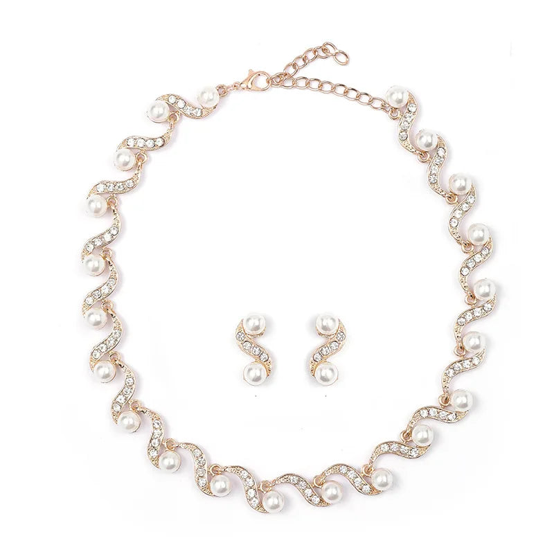 Elegant Pearl Necklace & Earrings Bridal Set – Timeless Wedding Jewelry