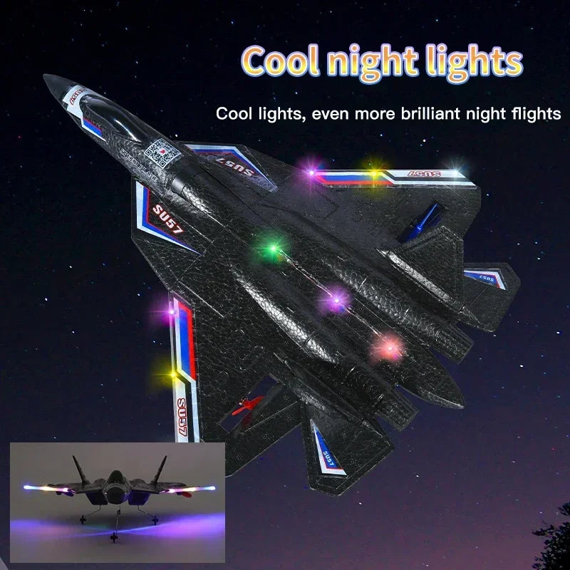 "RC Plane SU57 – 2.4G Remote Control Glider with LED Lights for Kids"