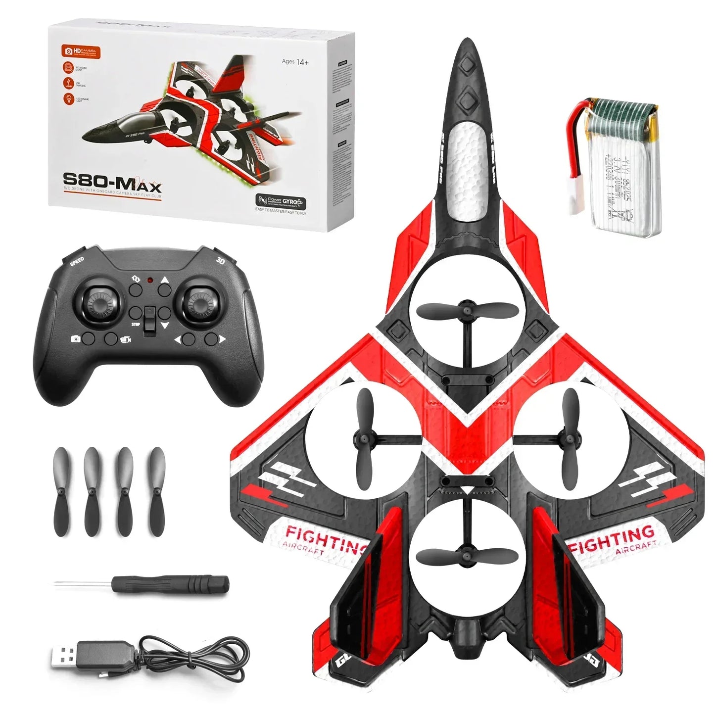 "RC Foam Aircraft Plane with LED Light – 2.4G Radio Control Glider Fighter Airplane for Boys"