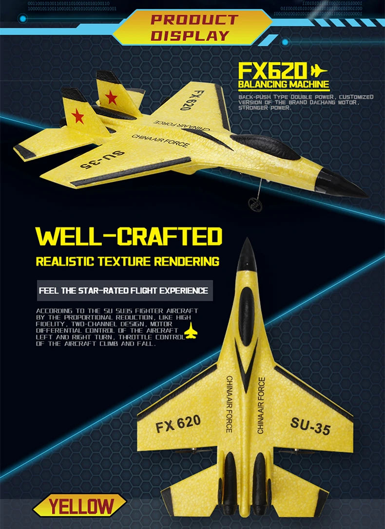 "RC Foam Aircraft SU-35 Plane – 2.4G Remote Control Glider for Kids"