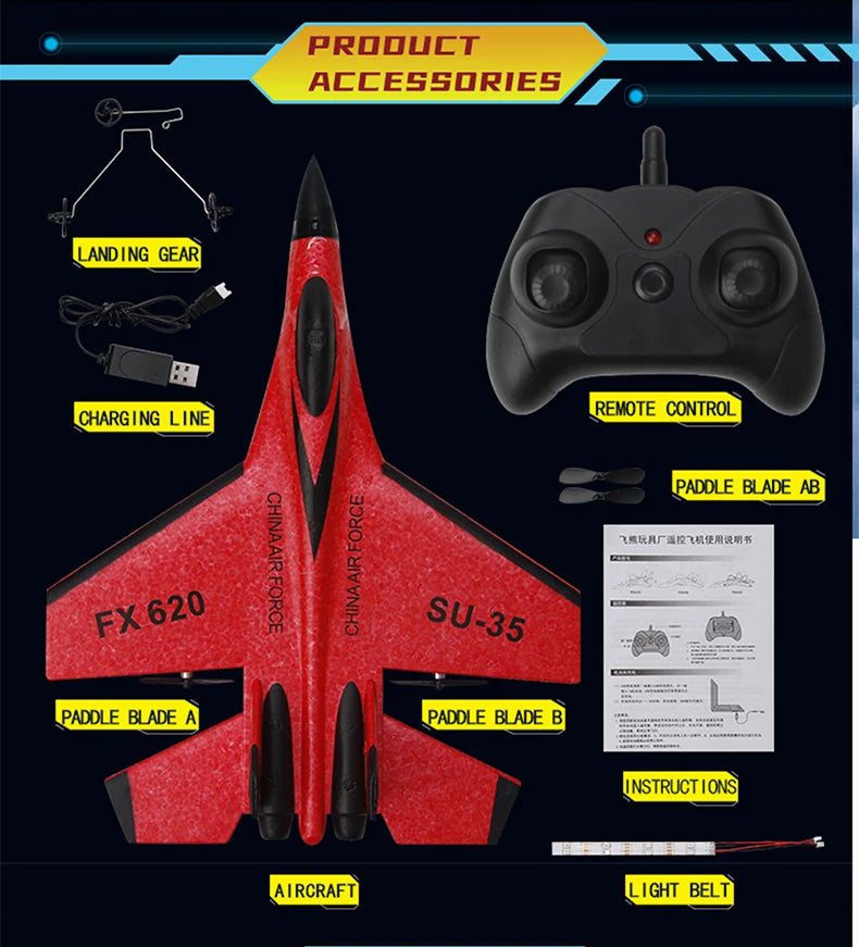 "RC Foam Aircraft SU-35 Plane – 2.4G Remote Control Glider for Kids"