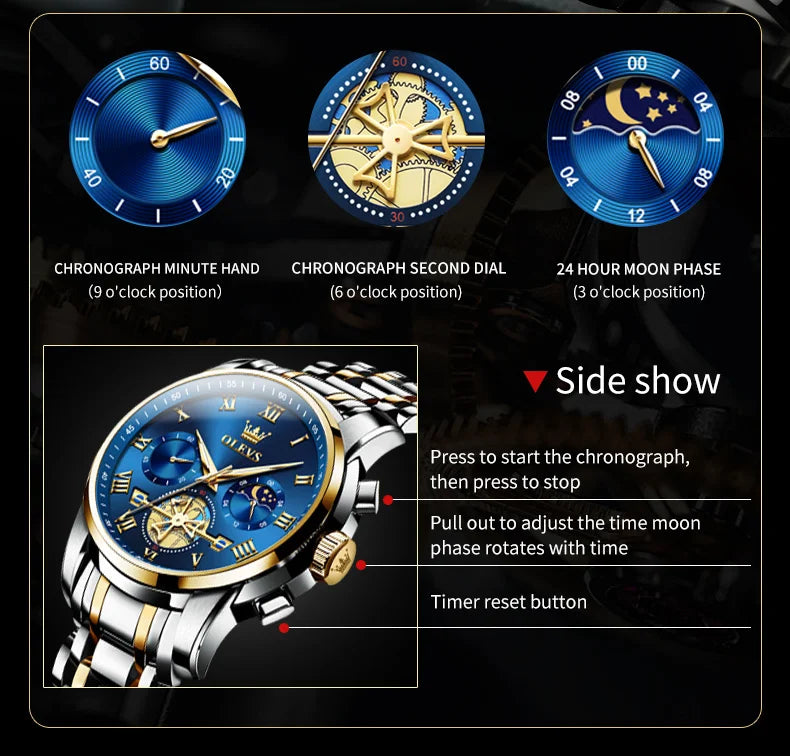 OLEVS Top Brand Men's Watches Classic Roman Scale Dial Luxury Wrist Watch for Man Original Quartz Waterproof Luminous Male reloj