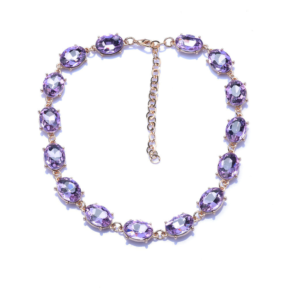 Retro Super Flash Rhinestone Decorative Necklace Women's Fashion Refined Grace Crystal