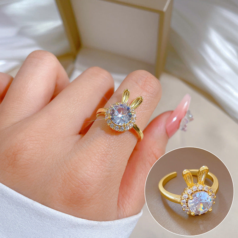 "Elegant High-Grade Zircon Ring for Women – Adjustable & Luxurious Design"