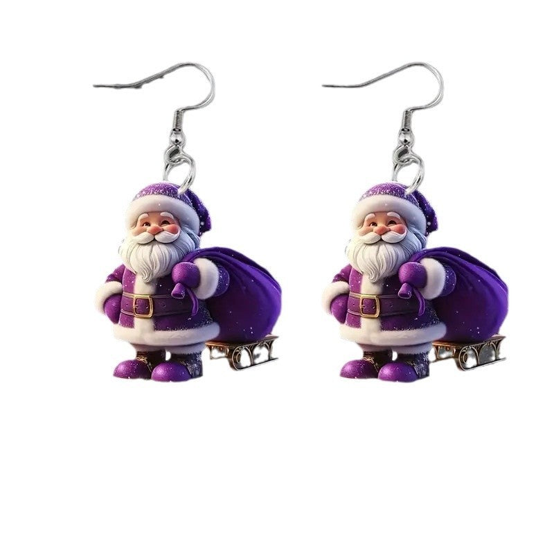 "Cute Santa Claus Acrylic Earrings – Festive Holiday Charm"