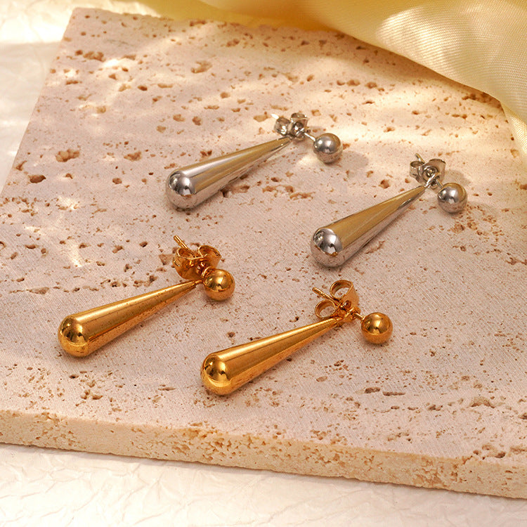 "Minimalist Dual-Wear Long Water Drop Ear Studs – Elegant Versatility for Any Occasion"