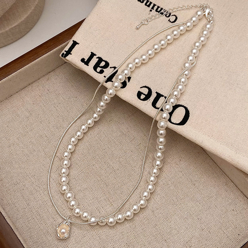 Fashion Small Bead Ball Pearl Twin Necklace For Women