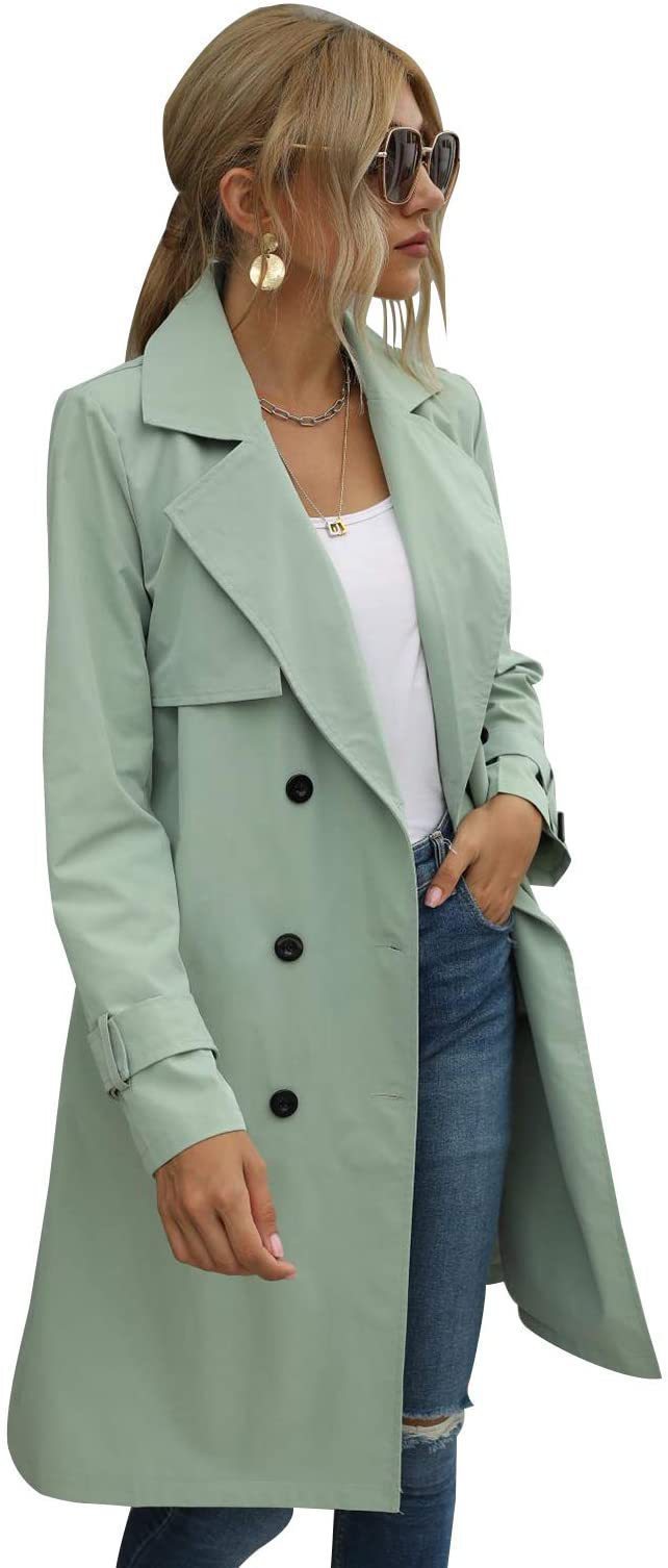 "European & American Autumn Women's Double-Breasted Fashion Casual Trench Coat"