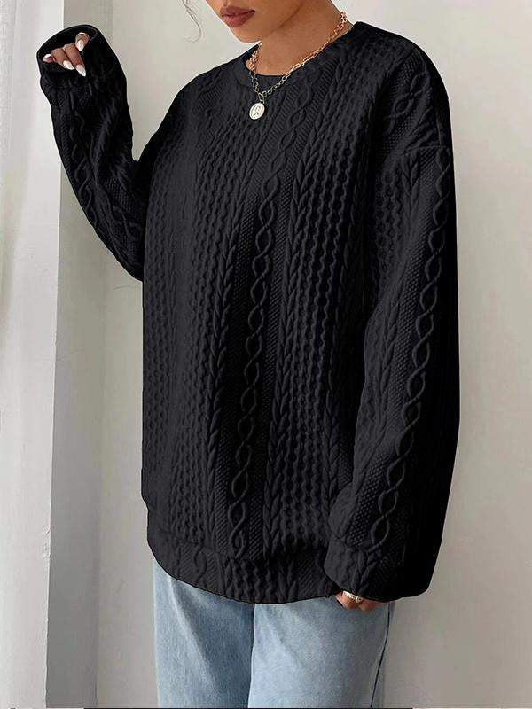 "Women's Casual & Comfortable Jacquard Round Neck Sweater – Effortless Style Meets Cozy Comfort"