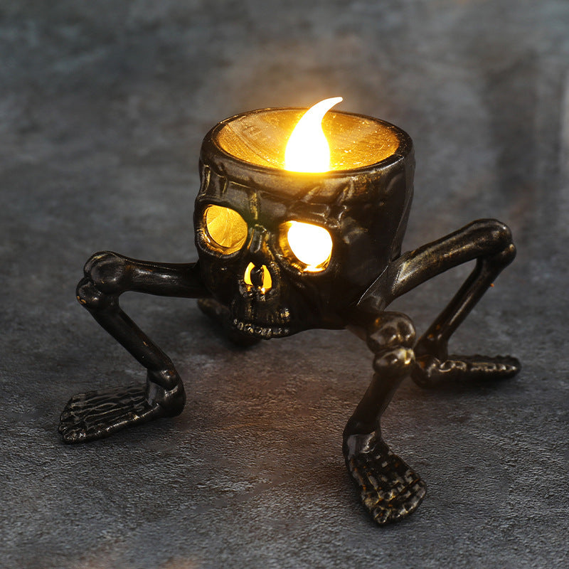 "Halloween Skull Hand and Foot Lantern – Spooky Atmosphere Decoration Prop with Candle Light for Night Display"