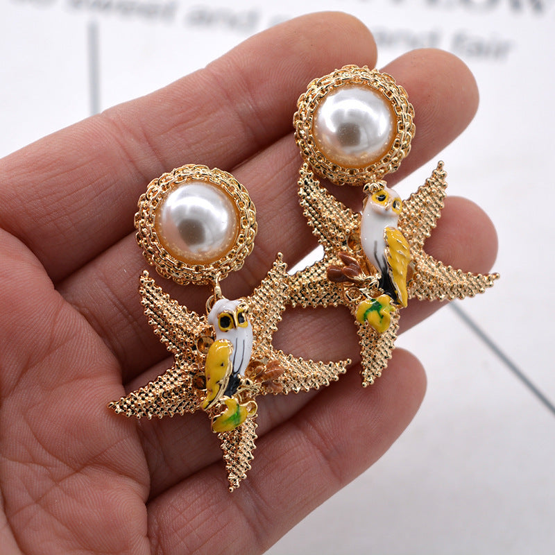 Starfish Pearl Earrings Earrings Korean Fashion Earrings