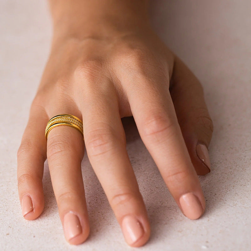 "Line Geometric Cross Ring – Minimalist Elegance in Simplicity"