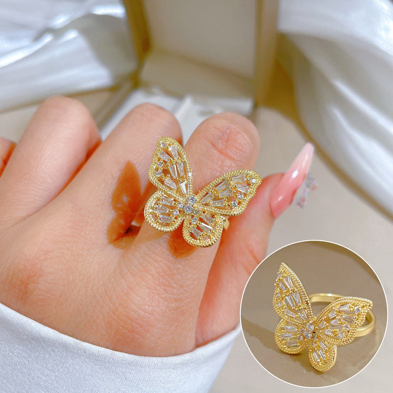 "Elegant High-Grade Zircon Ring for Women – Adjustable & Luxurious Design"