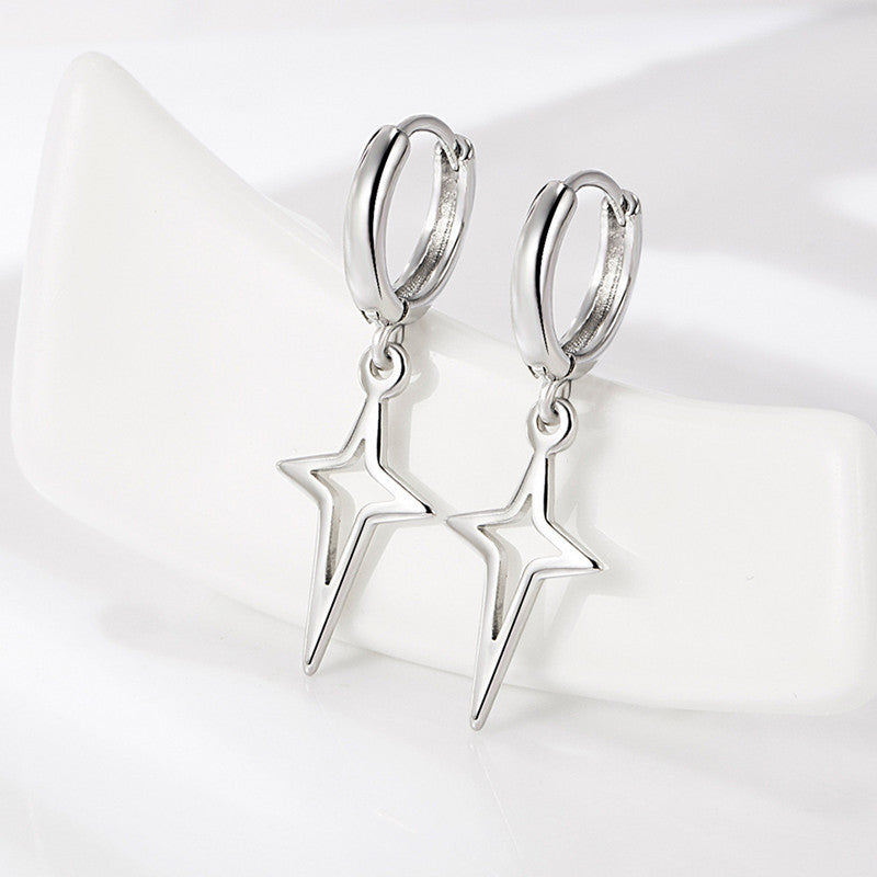 Simple Star Earrings Small Circle Cross