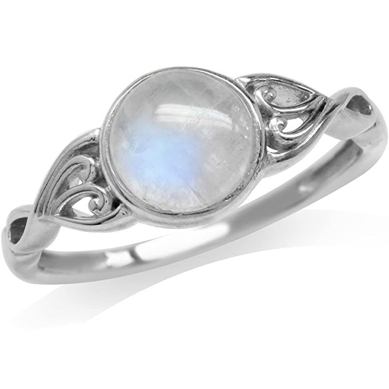 Fashion Geometry Pattern Creative Moonstone Ring