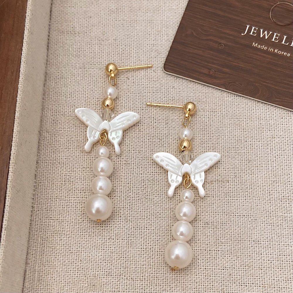 Earrings For Female Natural Mother Shell Butterfly Pearl