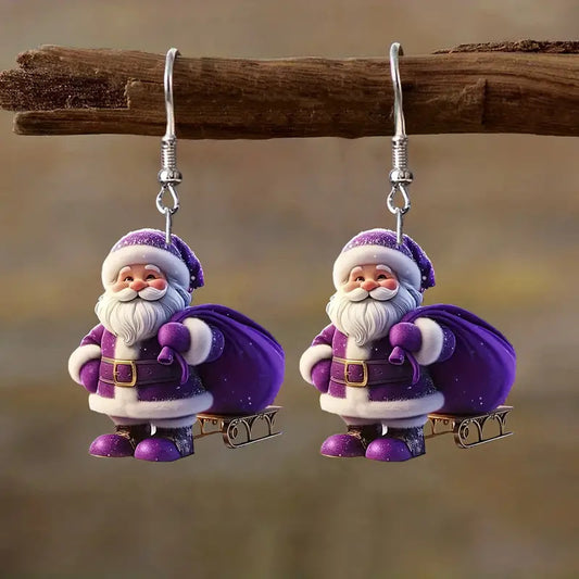 "Cute Santa Claus Acrylic Earrings – Festive Holiday Charm"