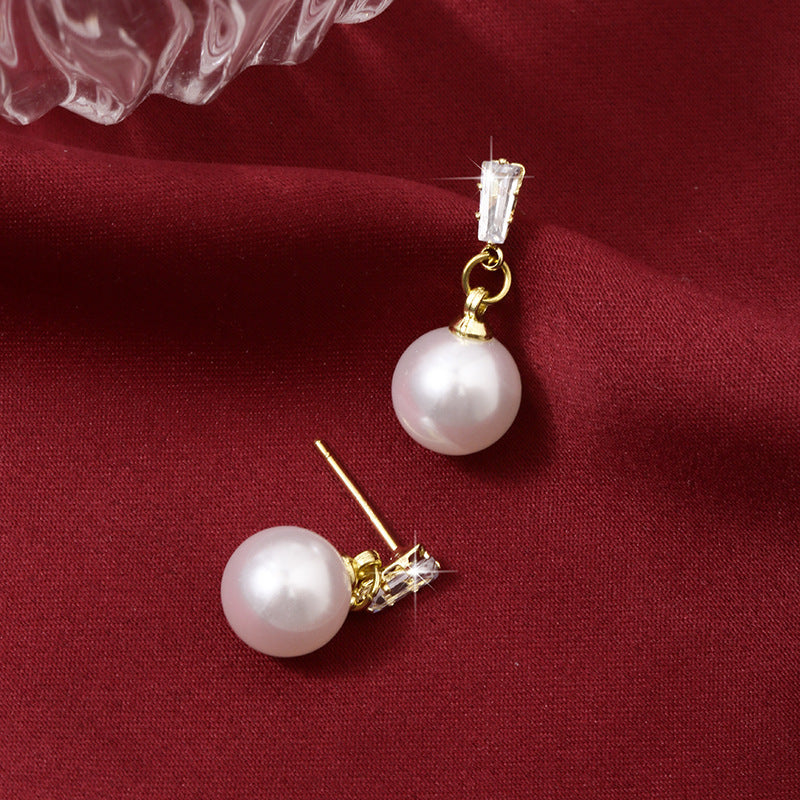 Vintage Pearl Stud Earrings Simple Fashion Elegant French Style