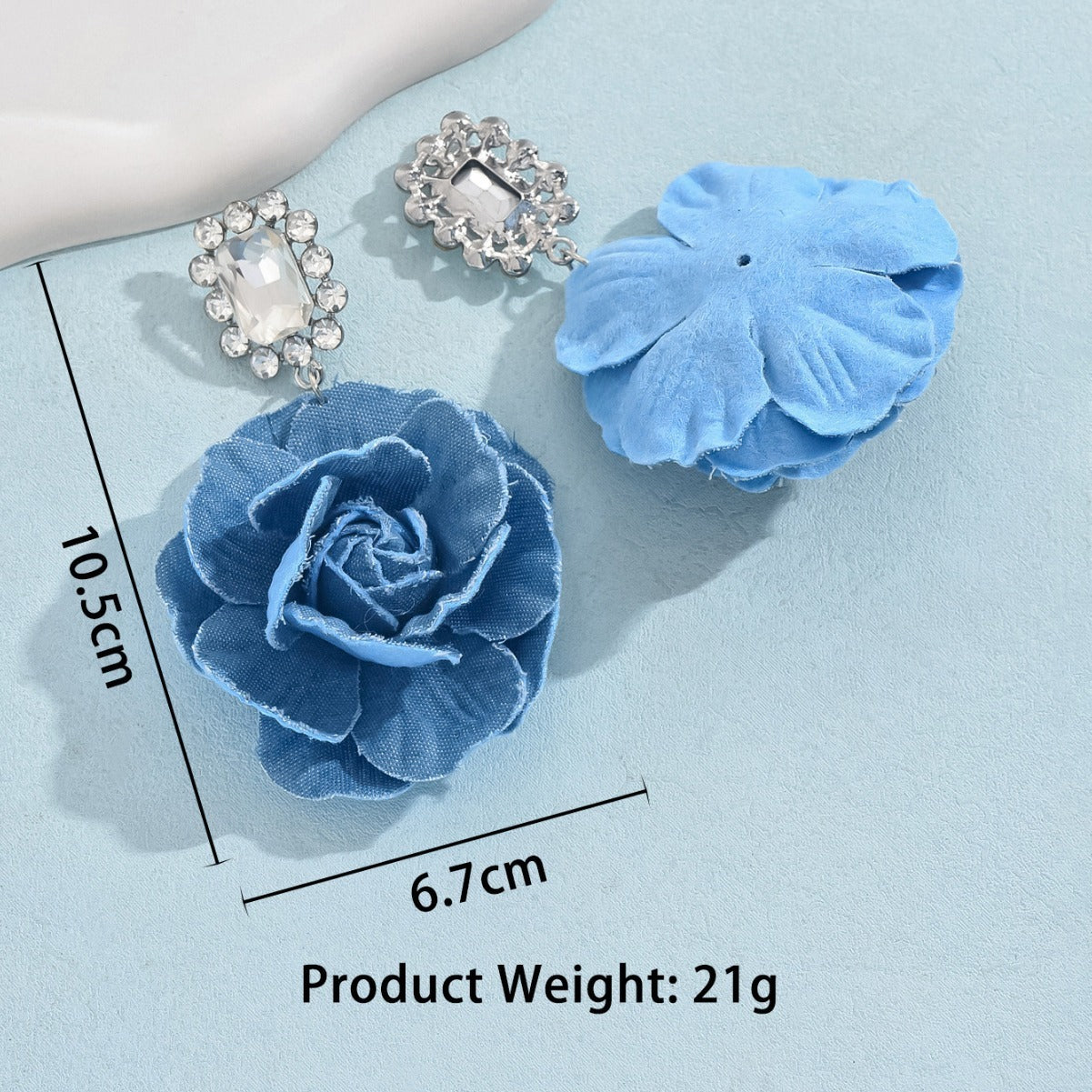 "Fashion Vintage Denim Flower Pendant Earrings – Unique Floral Statement Jewelry"