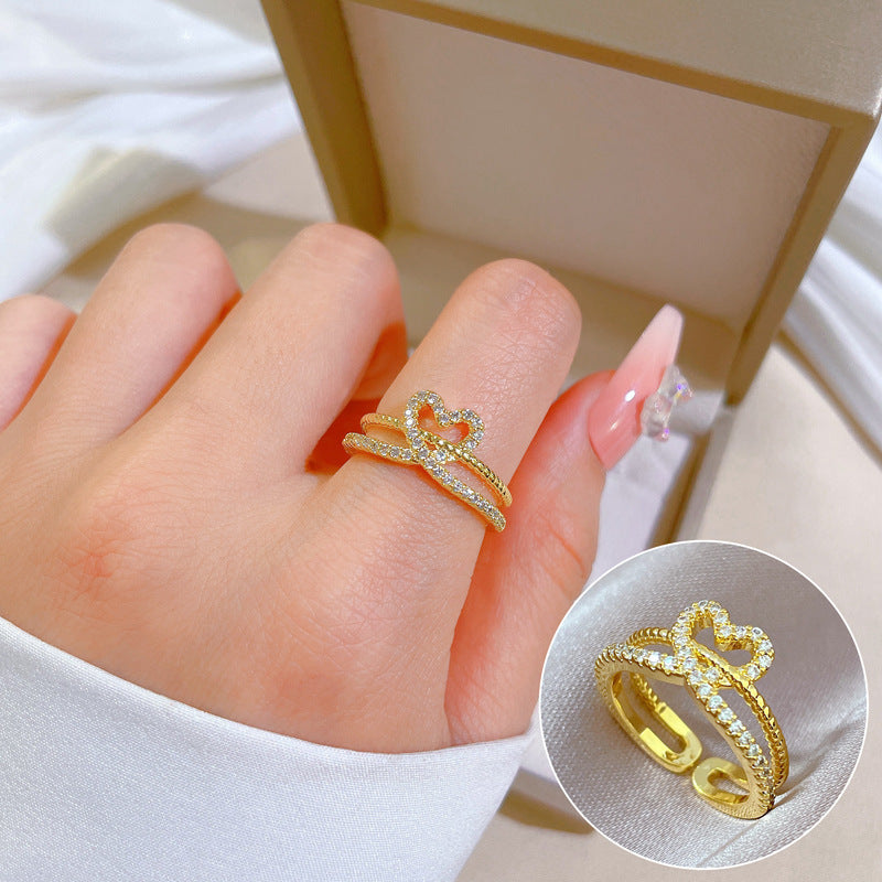 "Elegant High-Grade Zircon Ring for Women – Adjustable & Luxurious Design"