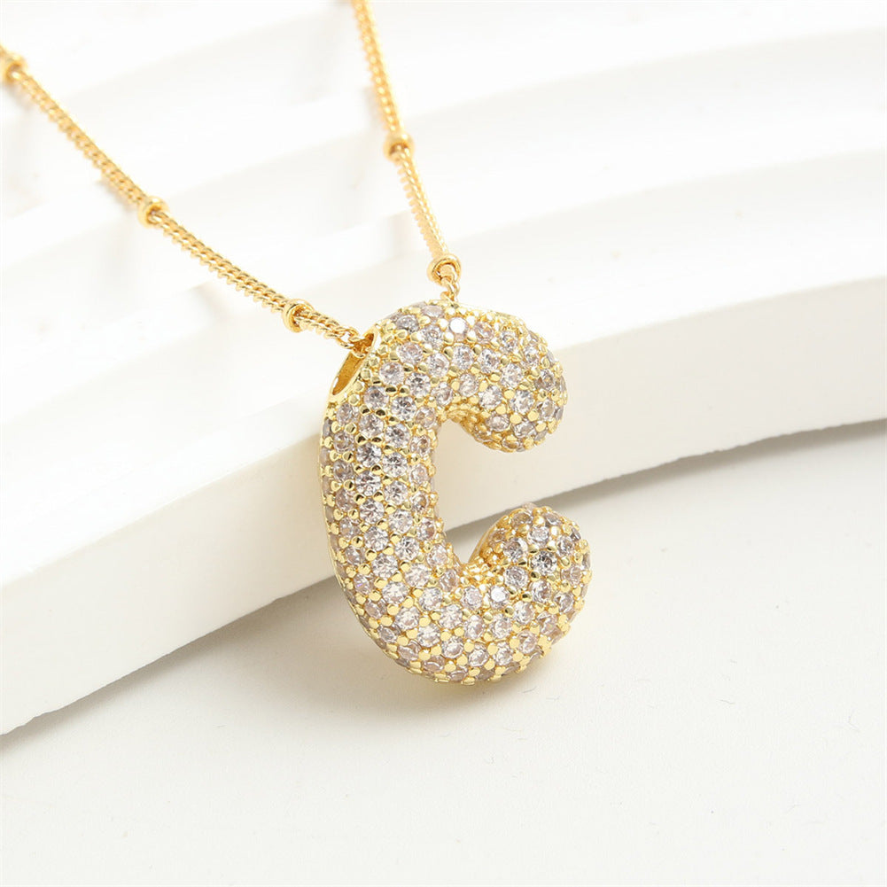 "Letter Pendant Bubble Necklace – Graceful 26 English Alphabet Charm Jewelry for Women"