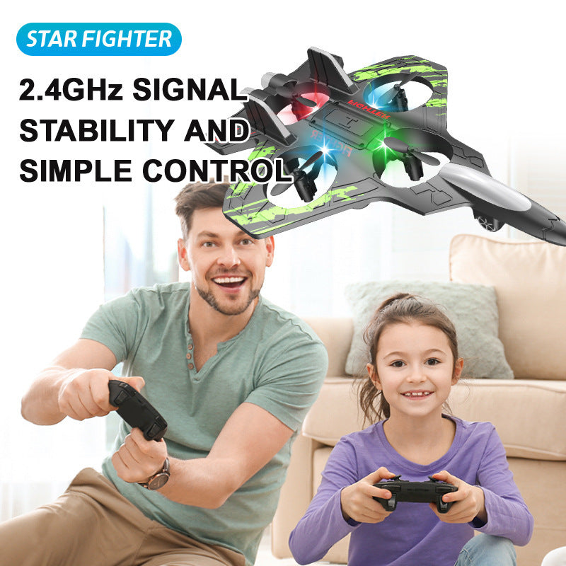 "Drop-Resistant Foam Glider Drone – LED Four-Axis UAV Aircraft"
