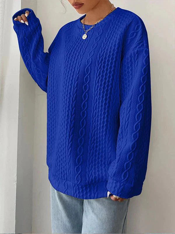 "Women's Casual & Comfortable Jacquard Round Neck Sweater – Effortless Style Meets Cozy Comfort"