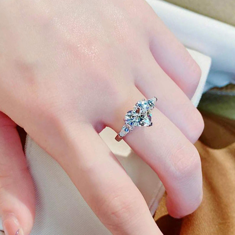 Zirconium Heart Water Drops Heart-shaped Princess Queen Temperament Ring