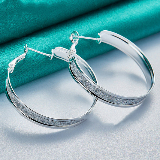 "Elegant Silver Glitter Hoop Earrings – Timeless Sparkle for Effortless Glam"