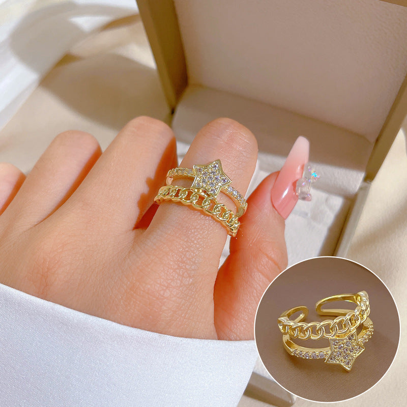 "Elegant High-Grade Zircon Ring for Women – Adjustable & Luxurious Design"