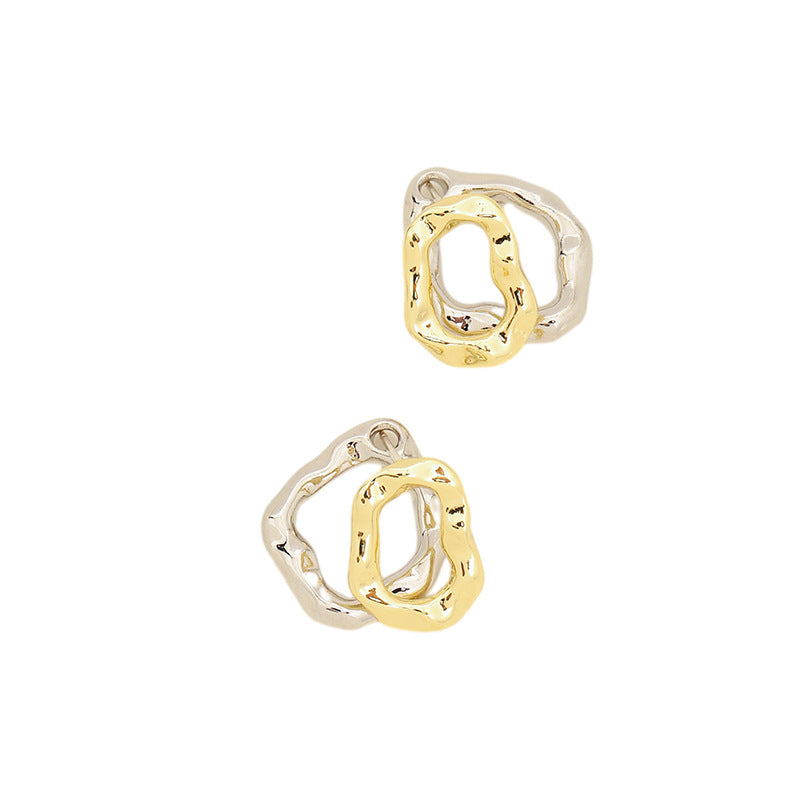 Irregular Twisted Ring Two-tone Shaped Temperament Affordable Luxury Fashion Earrings