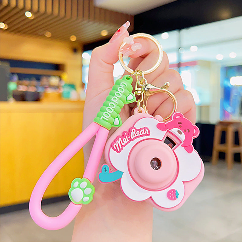 "Bear Sweet Projection Camera Luminous Keychain Ornaments – Cute & Magical Light-Up Accessory"