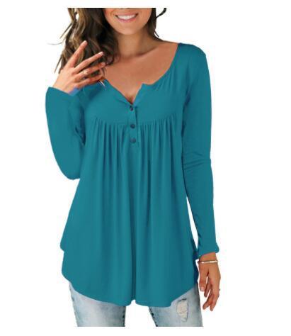 "Women's Printed Plus Size Deep V Pullover T-shirt – Effortless Style and Comfort"