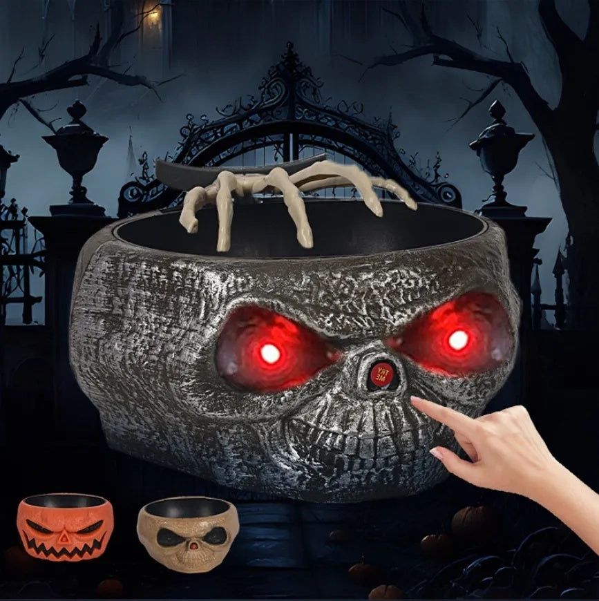 "Halloween Motion-Activated Pumpkin Candy Bowl with Hand – Battery-Operated Trick-or-Treat Serving Dish for Parties"