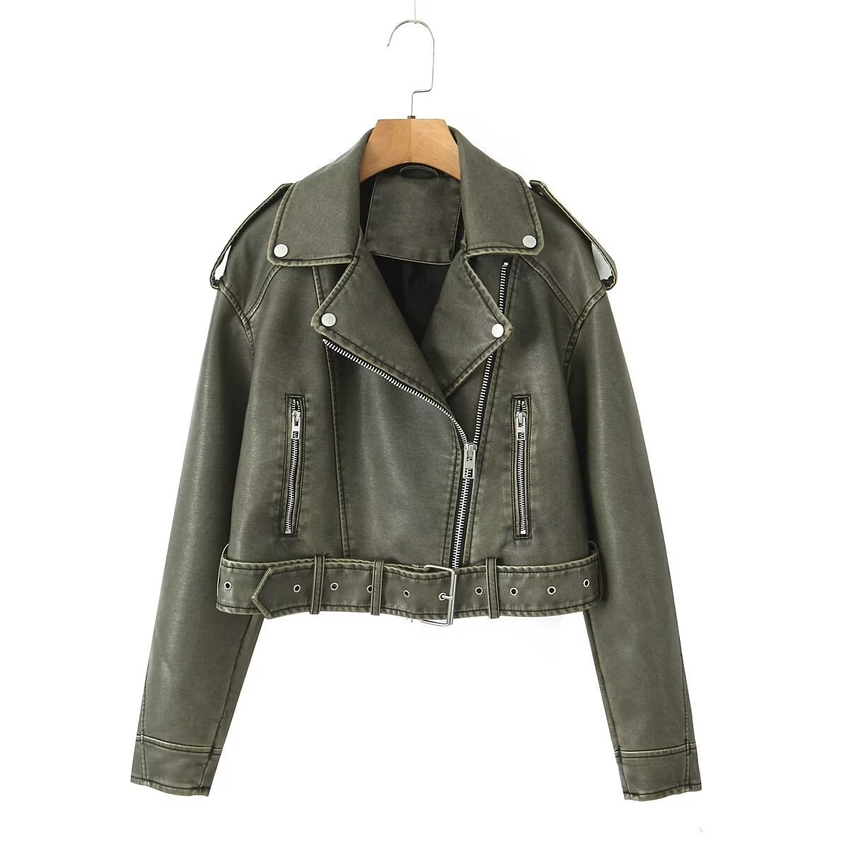 "Women's Genuine Leather Motorcycle Jacket - Classic Biker Style"