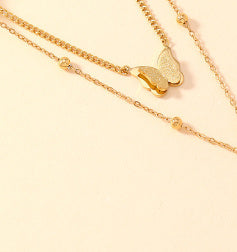 Fashion Double-layer Butterfly Frosted Necklace Women's Simple