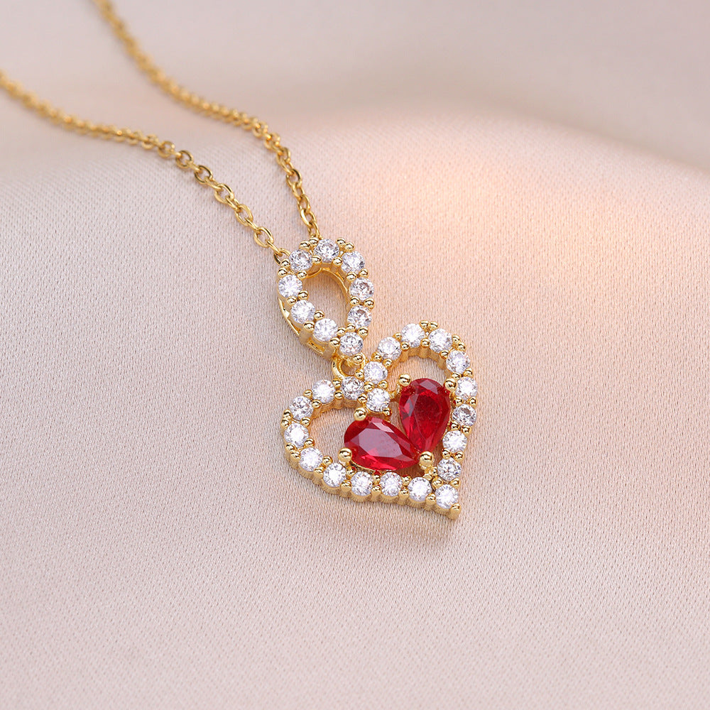 "Exquisite Luxury Rhinestone Crystal Heart Pendant Necklaces – Fashion Jewelry for Women, Perfect Party Jewelry Gifts"