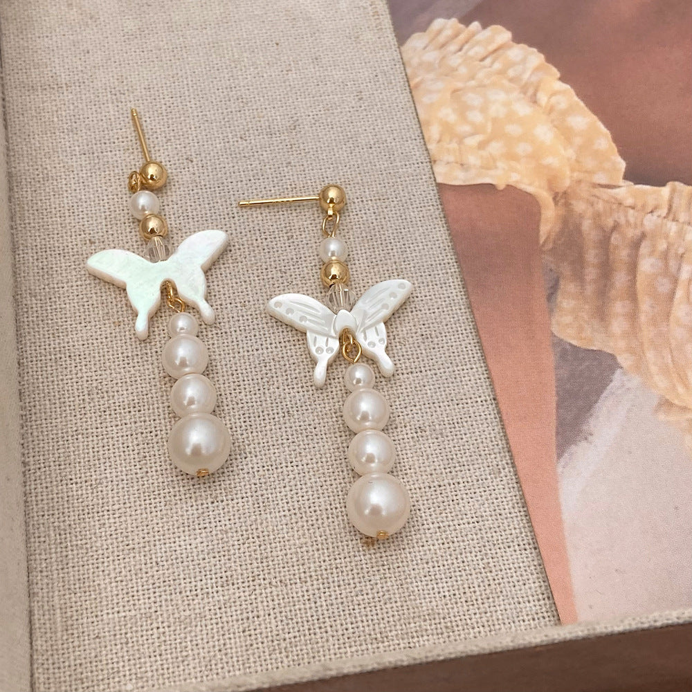 Earrings For Female Natural Mother Shell Butterfly Pearl