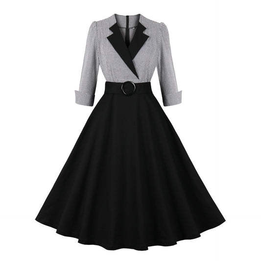 "Elegant Retro Large Swing Women's Dress – Classic Cotton Design"