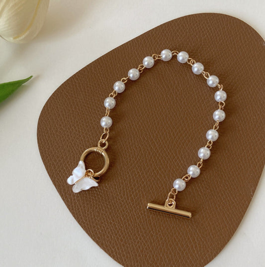"Whimsy Bloom – Super Fairy Butterfly & Pearl Bracelet"