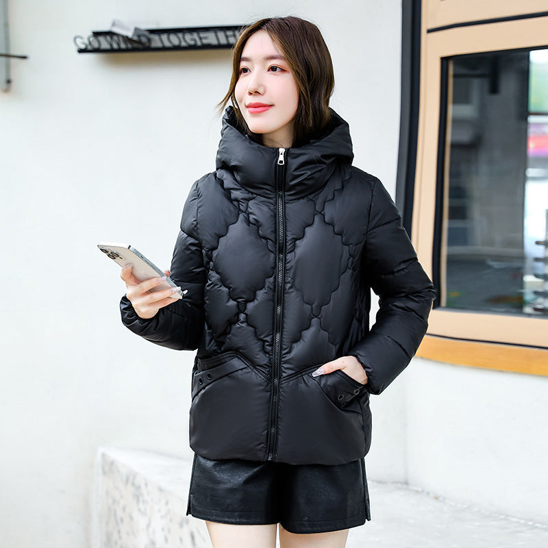 "Cotton Coat – Rhombus Thickened Fleece-lined Jacket for Ultimate Warmth"