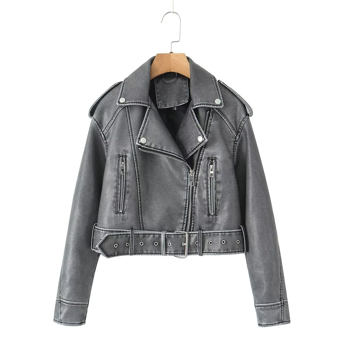 "Women's Genuine Leather Motorcycle Jacket - Classic Biker Style"