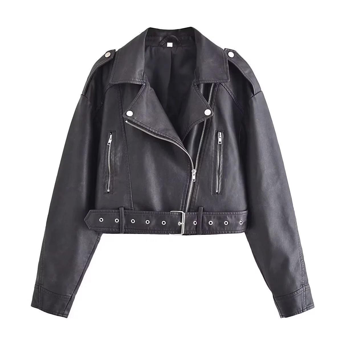 "Women's Genuine Leather Motorcycle Jacket - Classic Biker Style"