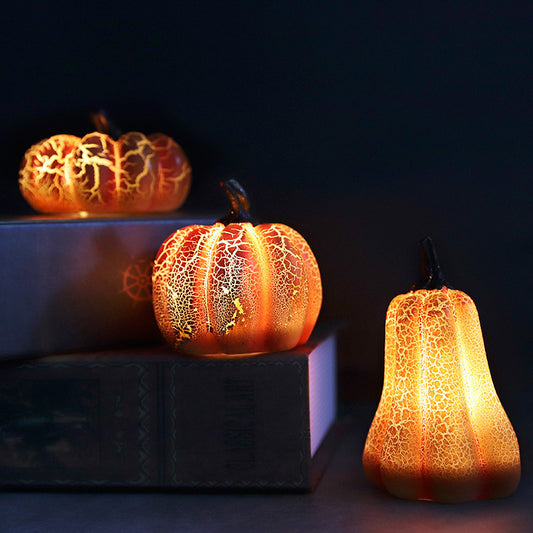 "Halloween LED Pumpkin Lantern – Realistic Resin Candle Lamp for Festive Decor"